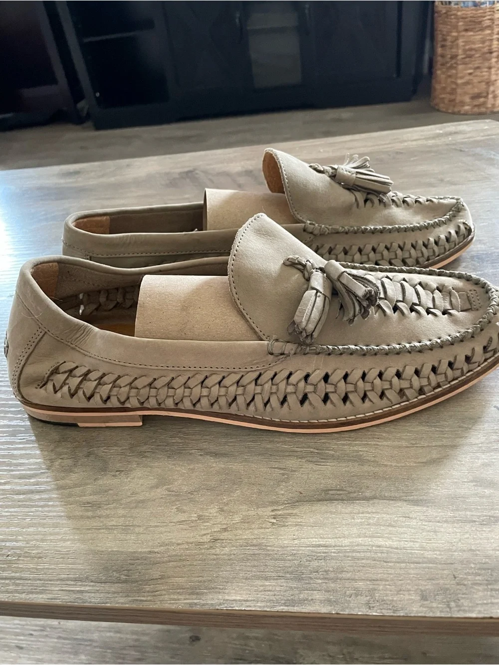 Topman Gray Mantis Woven Suede upper slip on loafers tassel accent Men’s 43